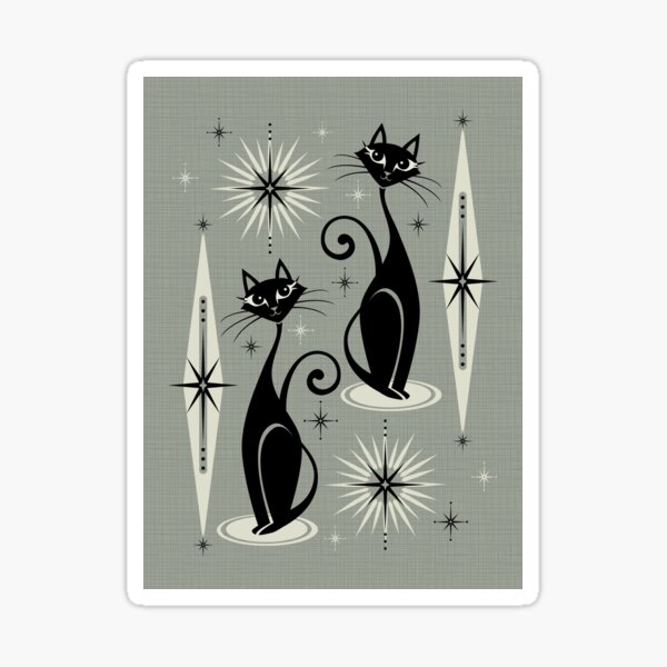 Mid Century Meow on Gray Sticker