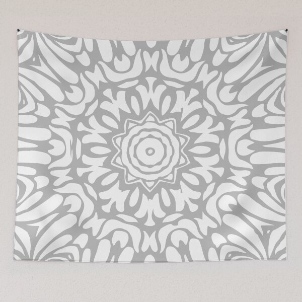 Item preview, Grey & White Floral Splash Abstract Mandala designed and sold by Mia Harper Design.
