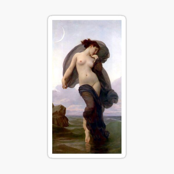 Evening Mood painting by William-Adolphe Bouguereau #EveningMood #painting #WilliamAdolpheBouguereau Sticker