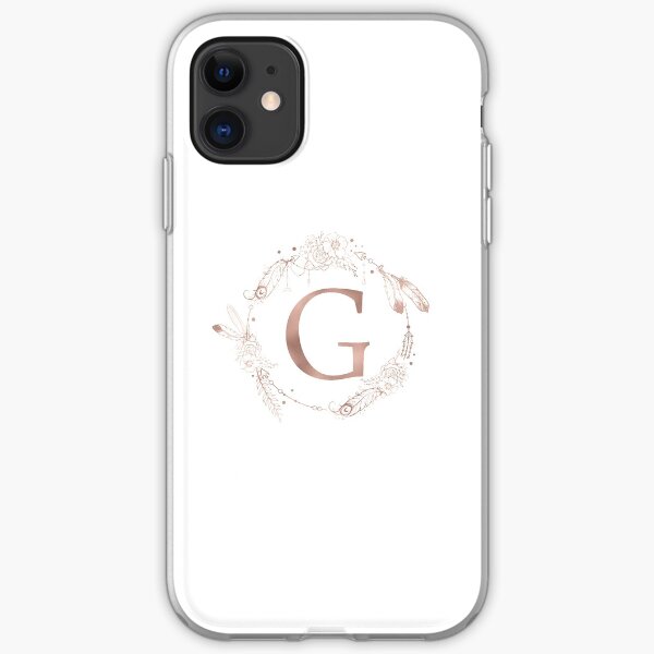 Letter G Rose Gold Pink Initial Monogram iPhone Soft Case