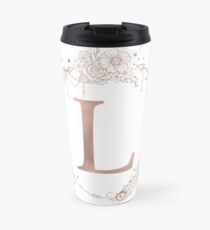 Letter L Rose Gold Pink Initial Monogram Travel Mug