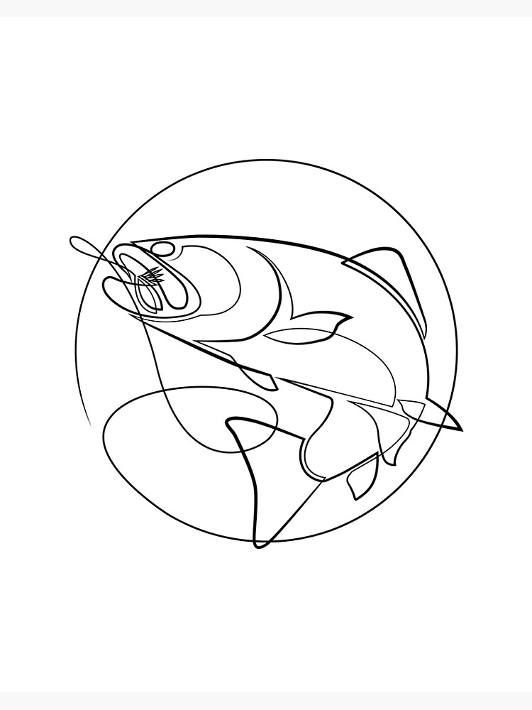 Fly Fishing Trout One Line Illustration | Art Board Print