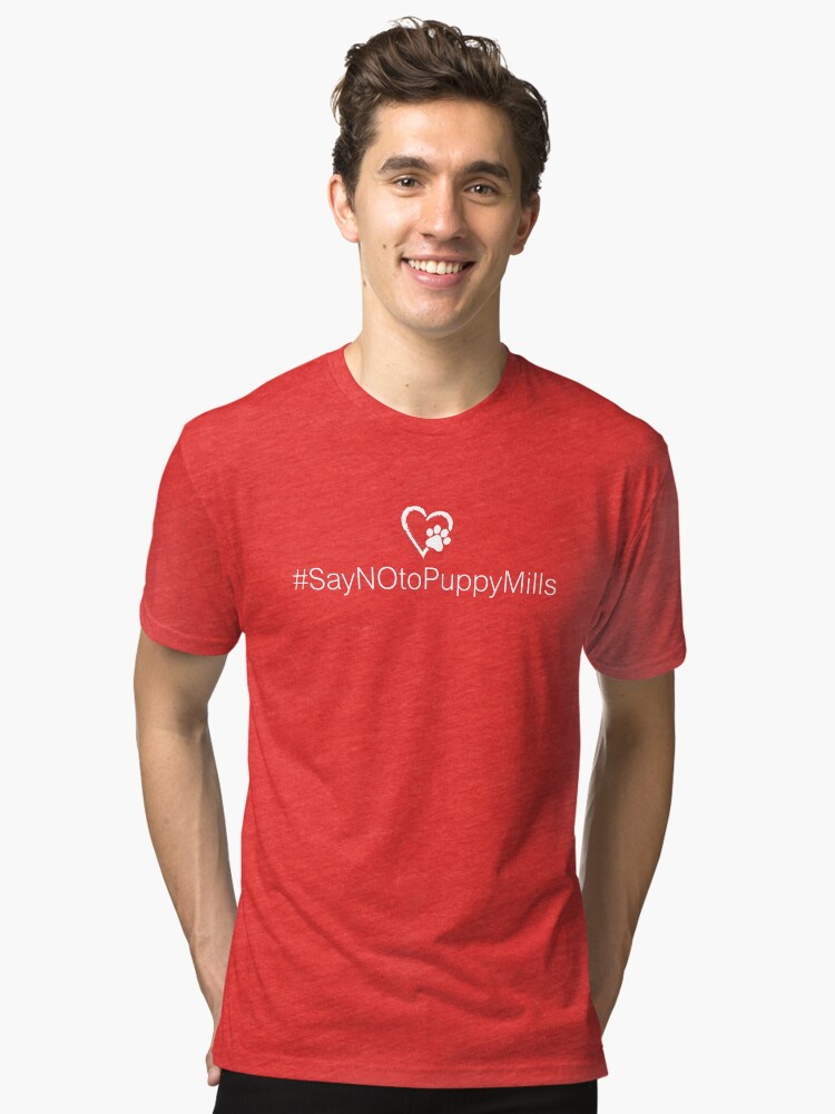 Alternate view of Hashtag #SayNOtoPuppyMills • Pawprint Heart Tri-blend T-Shirt
