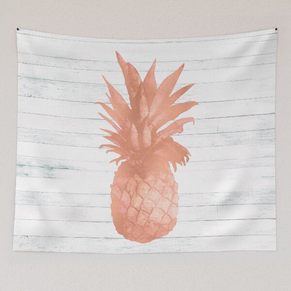 Item preview, Rose Gold Pineapple on Wood Nautical Decor designed and sold by naturemagick.