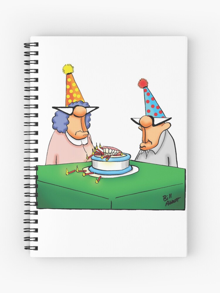 Cahier A Spirale Drole Anniversaire Gateau Dentiers Cartoon Humour Par Abbottoons Redbubble