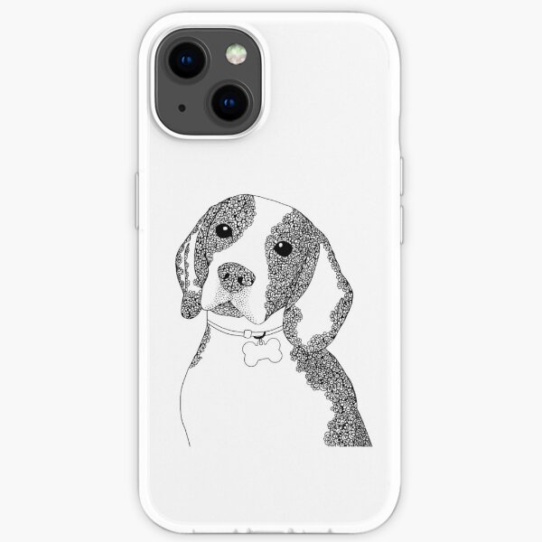 Beagle-Hund | Zentangle-Grafik | Schwarz und weiß | Muster iPhone Flexible Hülle