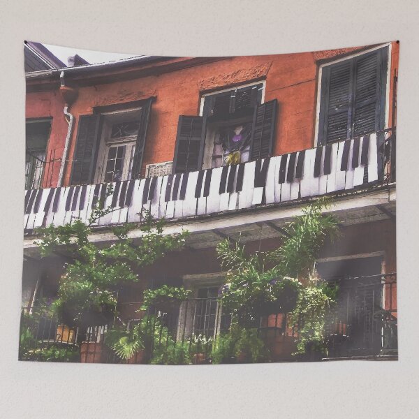 Item preview, New Orleans French Quarter Black and White Piano Nola Music Home with Green Botanical Garden and Red Iconic Architecture in Southern Louisiana designed and sold by StudioBlack.