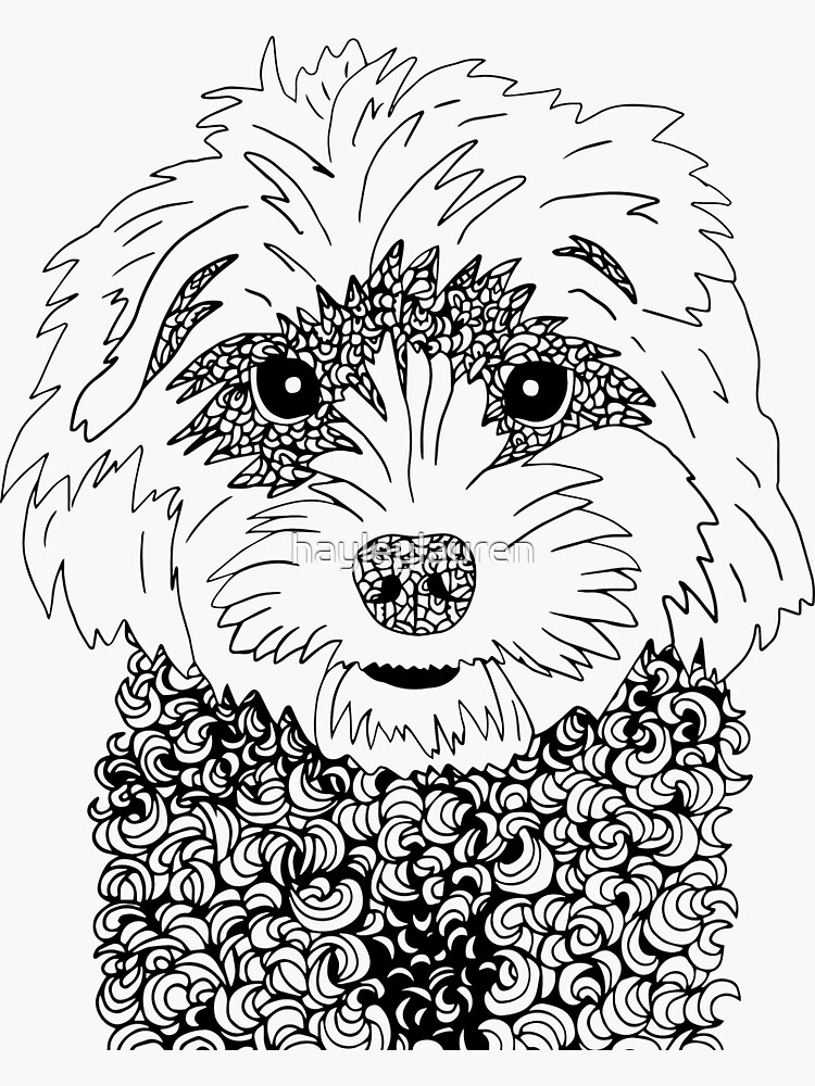 Cavoodle Dog Zentangle Artwork Black and white pattern