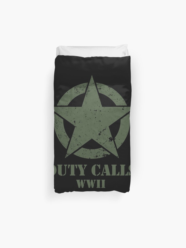 Duty Calls Ww2 Allied Star Distressed Duvet Cover By Bergulator