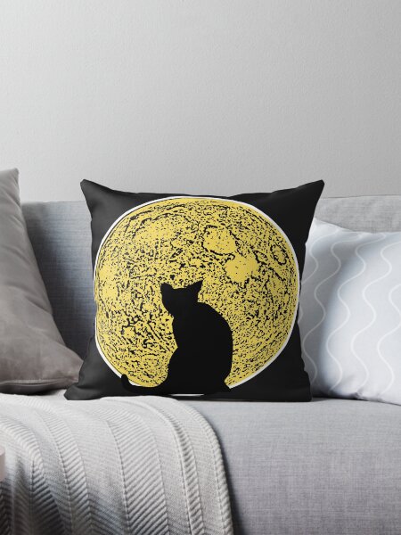 Artikel-Vorschau von Silhouette einer Katze sitzt vor dem Vollmond, designt und verkauft von Fotogreasy.