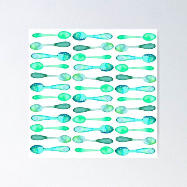 Item preview, Square of Teal Watercolor Spoons! designed and sold by KelseyLovelle.