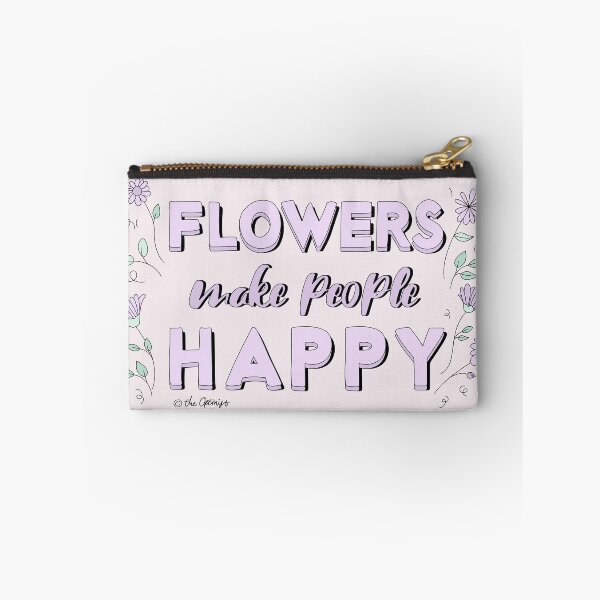 Aperçu de l'œuvre Les fleurs rendent les gens heureux / Citation de typographie créée et vendue par LabelsArts.