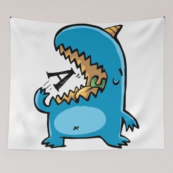 Item preview, blue monster eats the letter A designed and sold by duxpavlic.