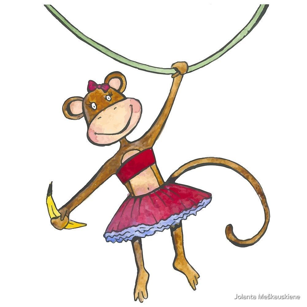 Hanging Monkey With Banana Sketch Drawing White Background