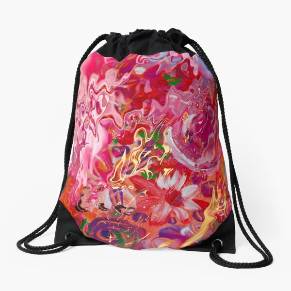 abstract floral suggestions Drawstring Bag