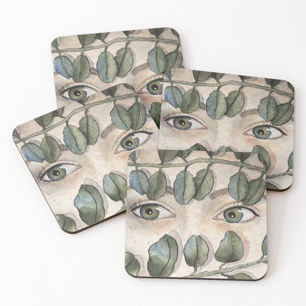 Item preview, Traditional watercolor illustration eyes and leaves designed and sold by Wieskunde.