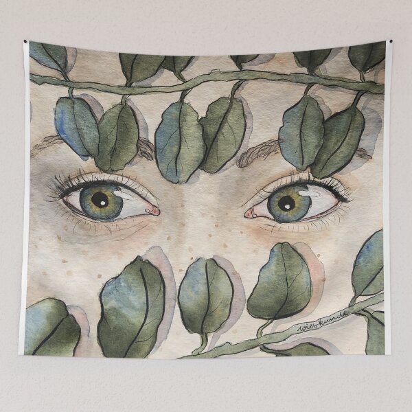Item preview, Traditional watercolor illustration eyes and leaves designed and sold by Wieskunde.