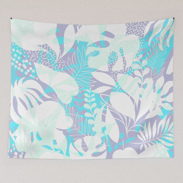 Item preview, Tropical Jungle Pattern - Turquoise & violet designed and sold by Dominiquevari.