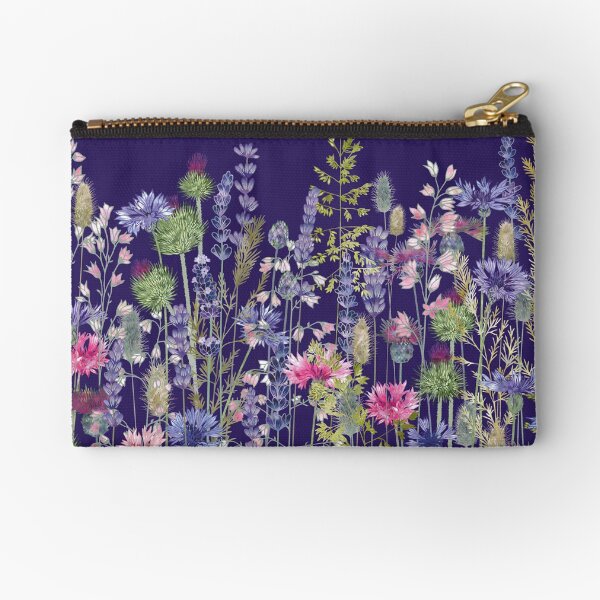 Flower Meadow - Cornflowers, Thistles & Lavender Zipper Pouch
