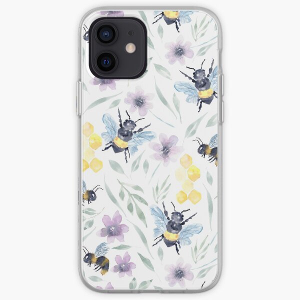 Watercolor Bee Pollinators with florals iPhone Soft Case