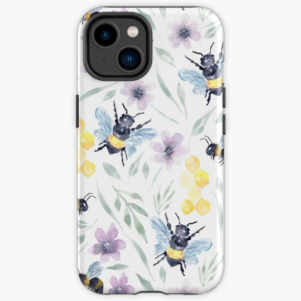 Watercolor Bee Pollinators with florals iPhone Tough Case