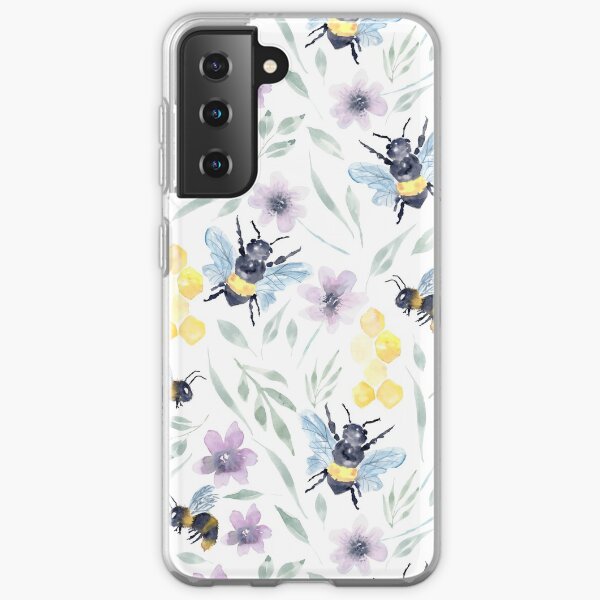 Watercolor Bee Pollinators with florals Samsung Galaxy Soft Case