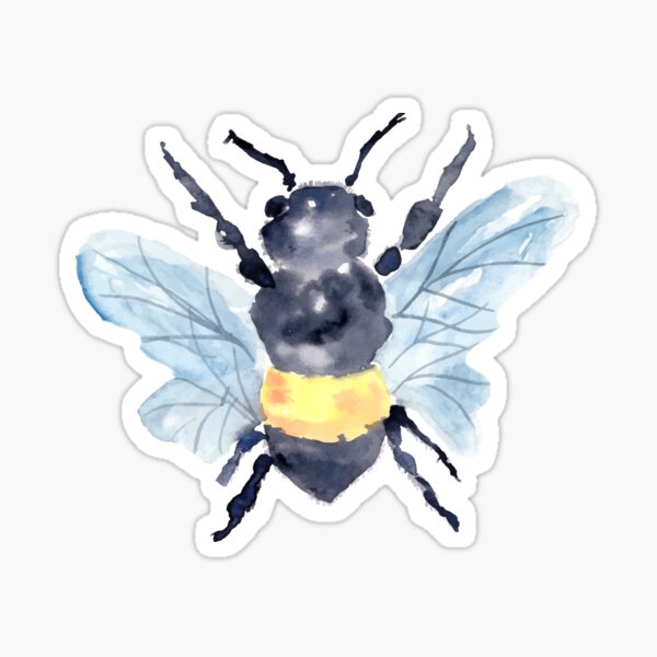 Item preview, Watercolor Bee Pollinators with florals designed and sold by Harpley Design Studio.