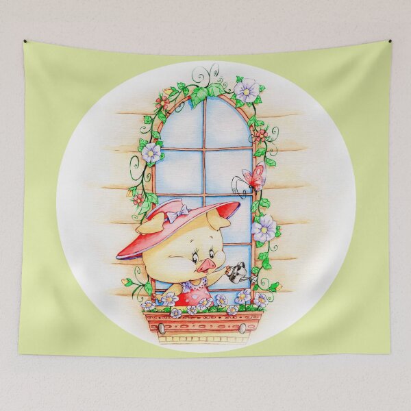 Item preview, CUTE FUNNY BABY PIG WATERING FLOWERS , ADORABLE BABY ANIMALS designed and sold by ReignGFX.