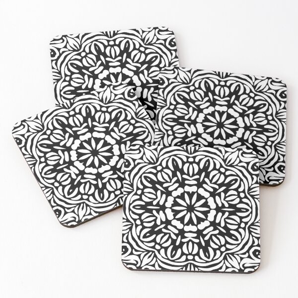 Item preview, Black & White Abstract Floral Frill Mandala designed and sold by Mia Harper Design.