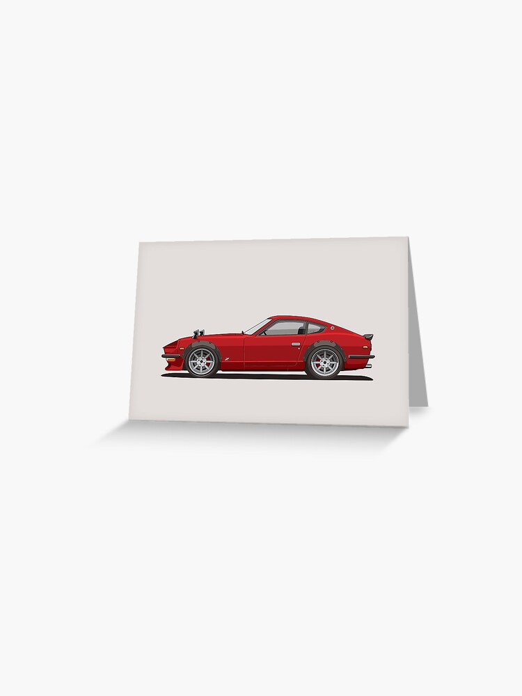 Legendary Classic Red Datsun 240z Fairlady Vintage Retro Cool Jdm Car Wall Art And T Shirts Greeting Card For Sale By Automoteez Redbubble