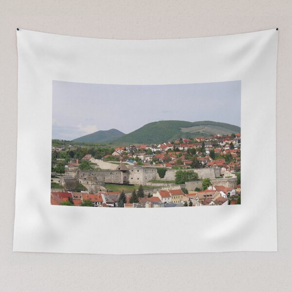 Item preview, old fortress buildings and green hills landscape Eger Hungary designed and sold by goceris.