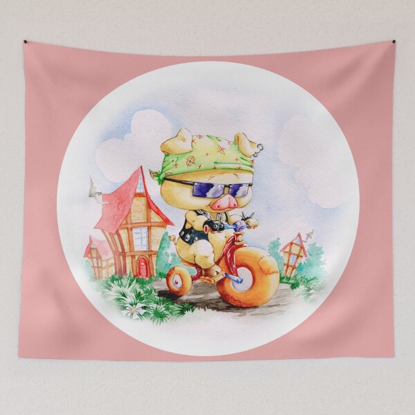 Item preview, CUTE FUNNY BABY PIG RIDING A TRICYCLE , ADORABLE BABY ANIMALS designed and sold by ReignGFX.
