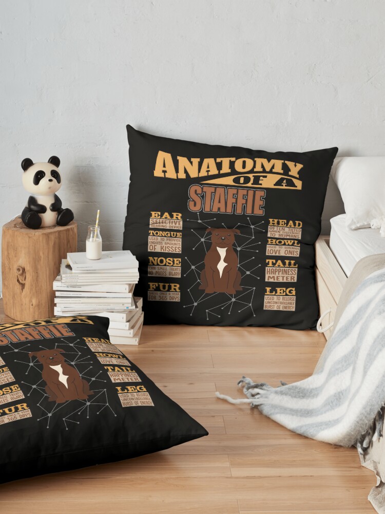 Alternate view of Anatomy Of A Staffordshire Bull Terrier - Funny Staffordshire Bull Terrier Design Floor Pillow