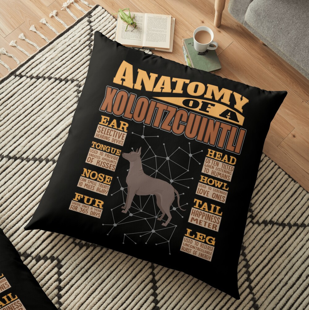 Anatomy Of A Xoloitzcuintli - Funny Xoloitzcuintli Design Floor Pillow