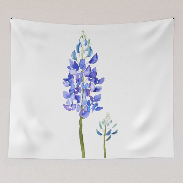 Item preview, hand painted 2 purple and blue  botanical bluebonnet watercolor designed and sold by ColorandColor.