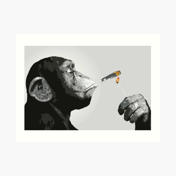 Banksy Steez Chimp Monkey Smoking Joint Art Print