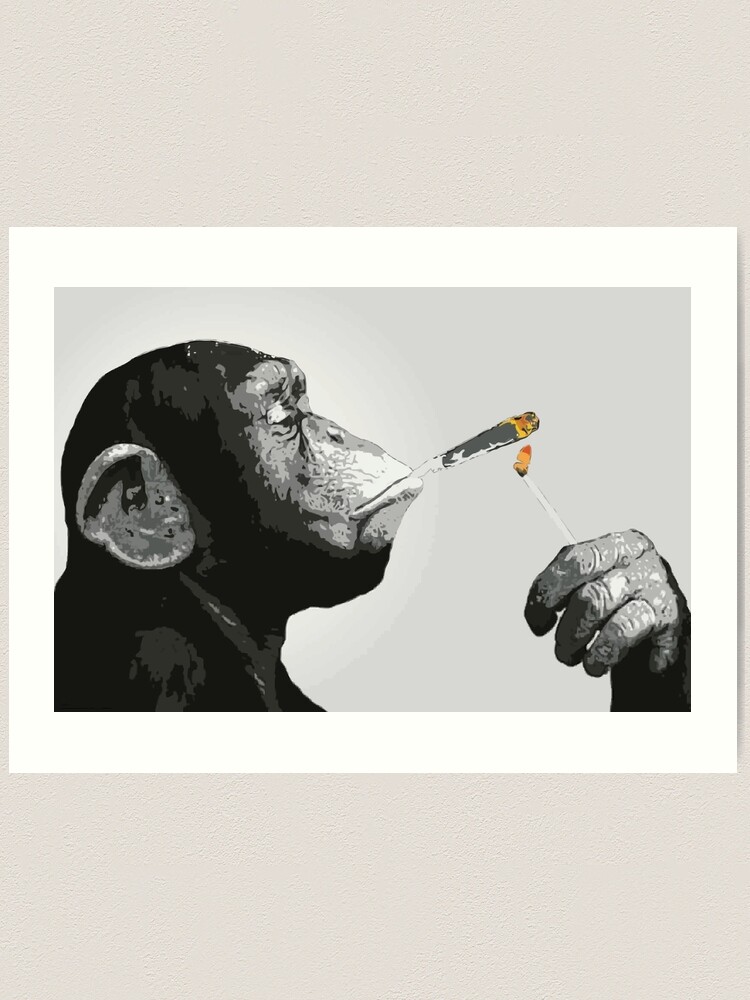 Banksy Steez Chimp Monkey Smoking Joint