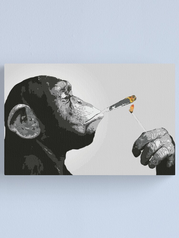Alternate view of Banksy Steez Chimp Monkey Smoking Joint Canvas Print