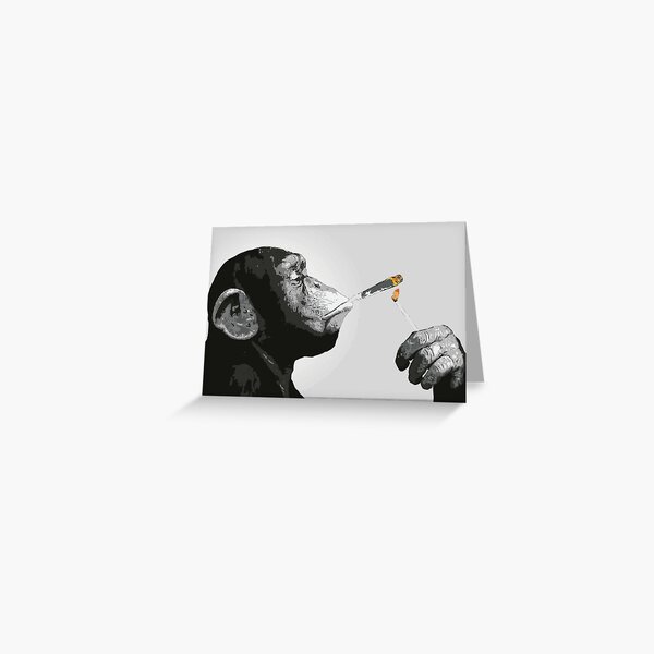 Banksy Steez Chimp Monkey Smoking Joint Greeting Card