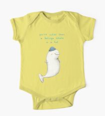 You're Cuter than a Beluga Whale in a Hat Short Sleeve Baby One-Piece