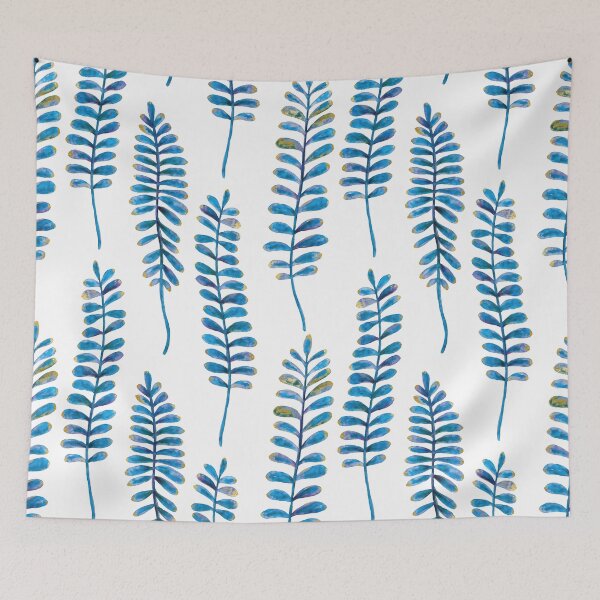 Item preview, Watercolour Fern Pattern | Blue and Gold designed and sold by RebeccaFlaherty.