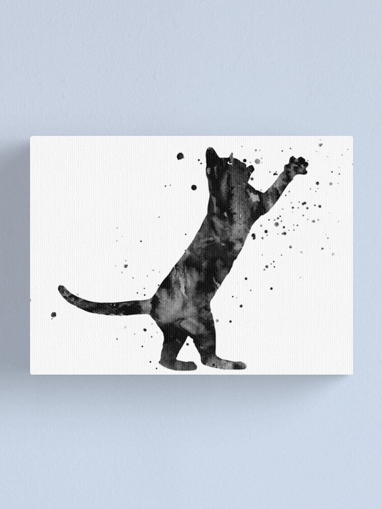 Cat Black Cat Watercolor Cat Watercolor Playing Cat Canvas Print By Rosaliartbook Redbubble