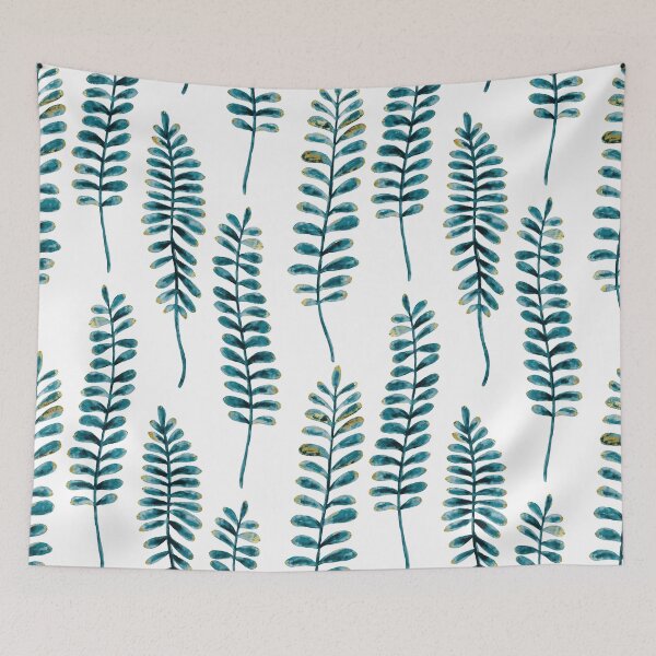 Item preview, Watercolour Fern Pattern | Teal and Gold designed and sold by RebeccaFlaherty.