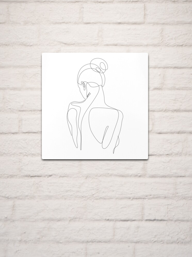 Woman's back line drawing illustration Metal Print for Sale by