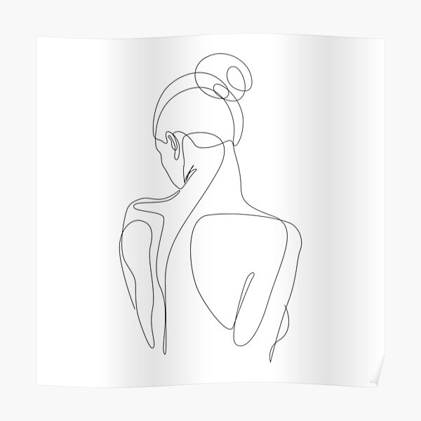 dissol - one line drawing of woman&amp;#39;s back Poster