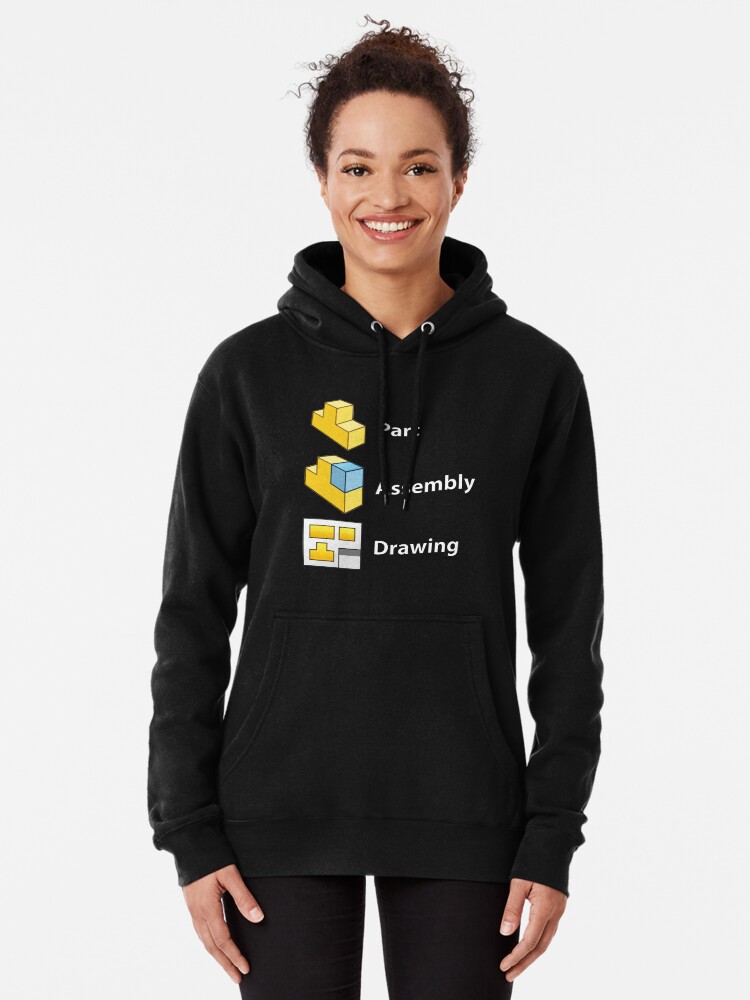 Alternate view of 3D Cad/Cam/Cae Solid Works | Black Version Pullover Hoodie