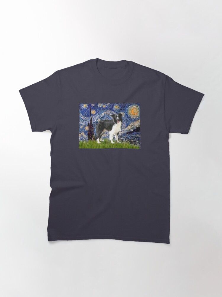 Alternate view of Starry Night - Border Collie (stand) Classic T-Shirt