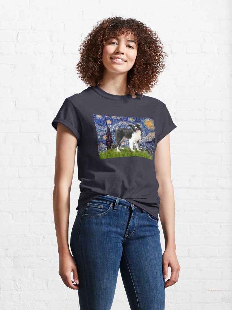 Alternate view of Starry Night - Border Collie (stand) Classic T-Shirt