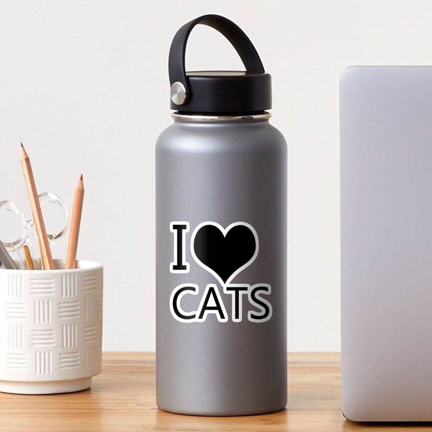 I Heart Cats, I Love Cats Sticker