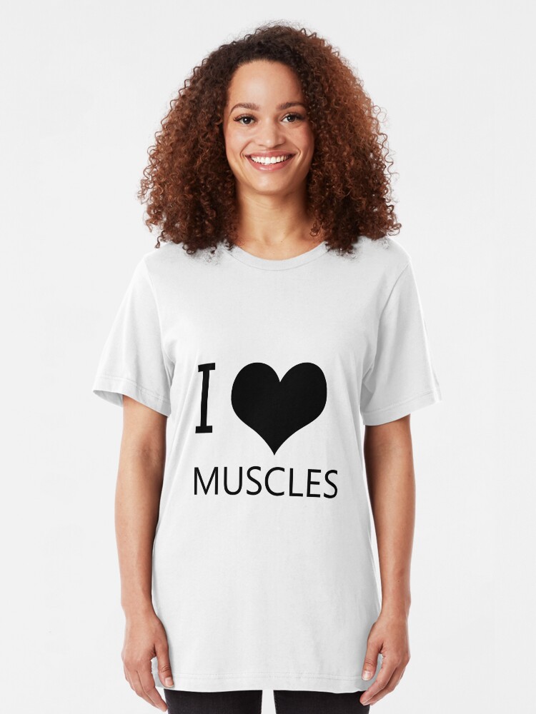 Alternate view of I Heart Muscles, I Love Muscles Slim Fit T-Shirt